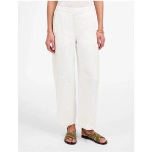 Madewell $98 Pull-On Darted Barrel Leg Pants 100% Linen White Size S